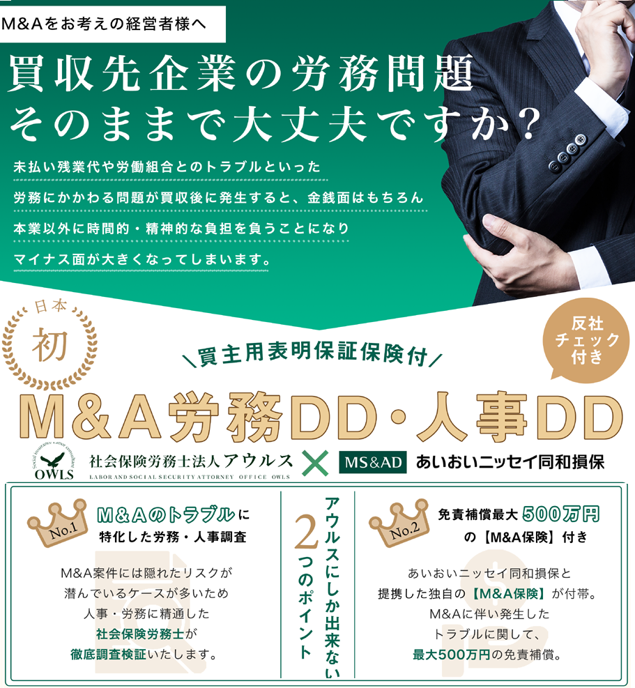 M&A労務DD・人事DD保険 